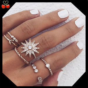 🍒 LAST STAR Rhinestone 💍 6 Piece Ring Set 🥰